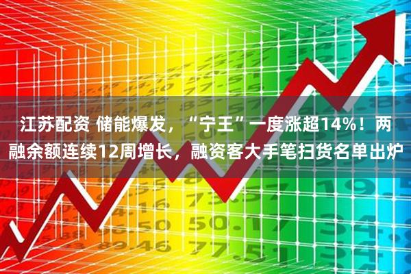 江苏配资 储能爆发，“宁王”一度涨超14%！两融余额连续12周增长，融资客大手笔扫货名单出炉